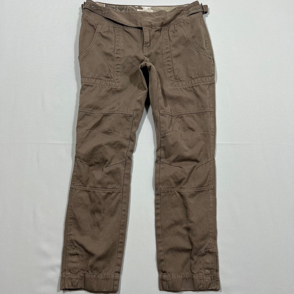 Banana Republic Heritage Utility Pants Italian Linen Blend Buckle Taupe Womens 2